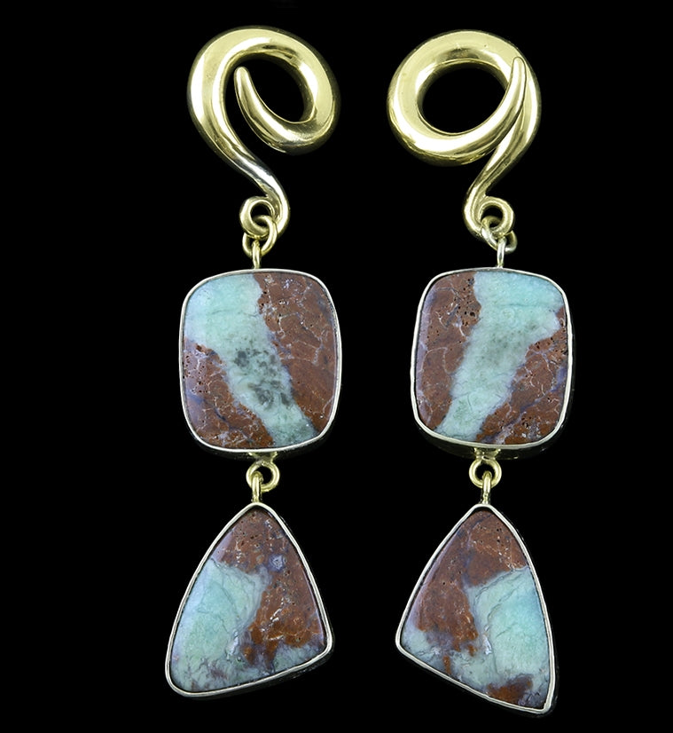 Double Chrysoprase Stone Ear Weights