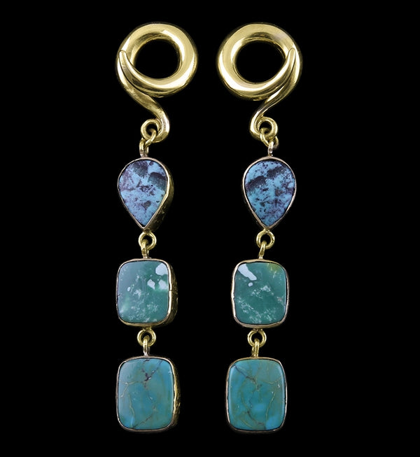 Triple Turquoise Stone Ear Weights Version 6