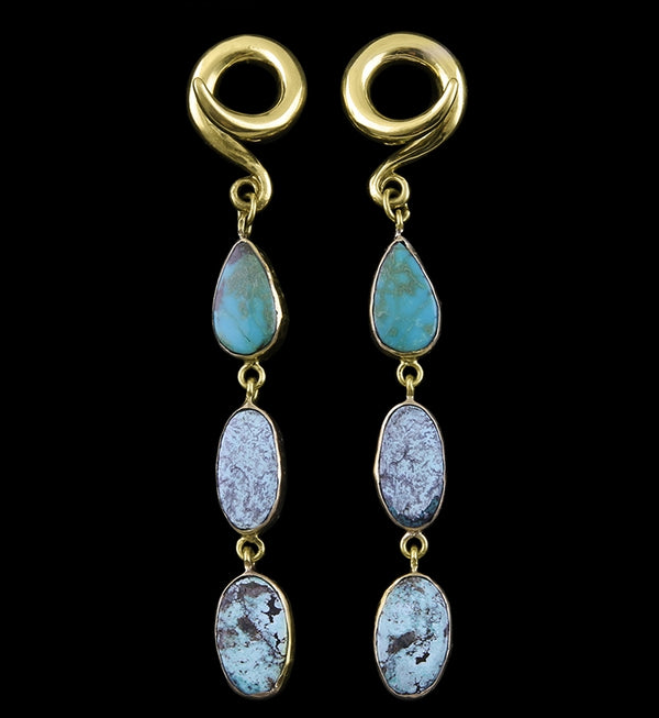 Triple Turquoise Stone Ear Weights Version 5