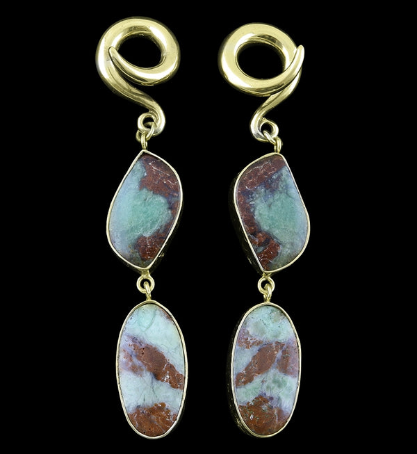 Double Chrysoprase Stone Ear Weights Version 2
