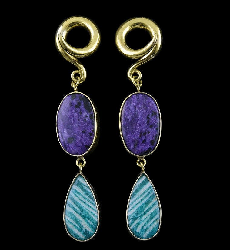 Amazonite X Charoite Stone Ear Weights Version 2