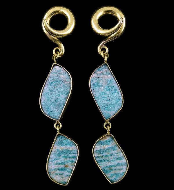 Double Amazonite Stone Ear Weights