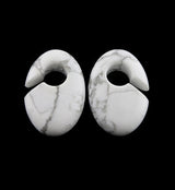Ovaloid White Howlite Stone Ear Weights