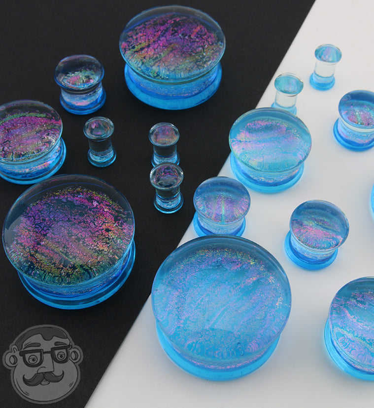 Vice Blue & Pink Dichroic Glass Plugs