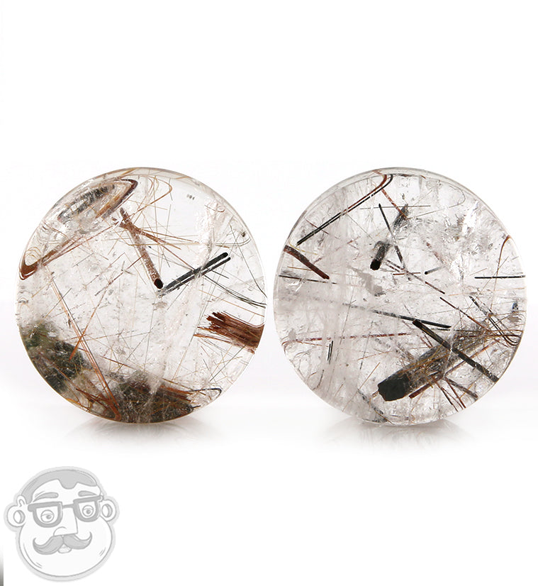Rutilated Quartz Stone Plugs 1 Inch (25mm)