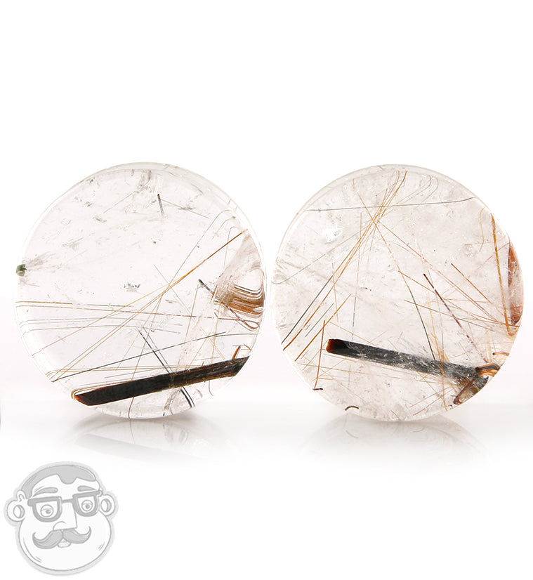 Rutilated Quartz Stone Plugs 1 Inch (25mm)