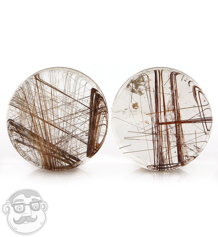 Rutilated Quartz Stone Plugs 1 Inch (25mm)