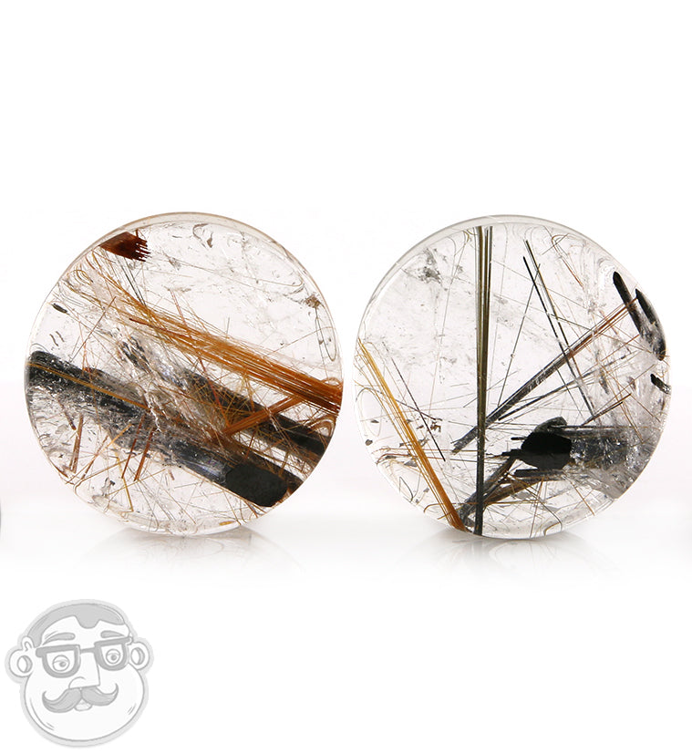 Rutilated Quartz Stone Plugs 1 Inch (25mm)