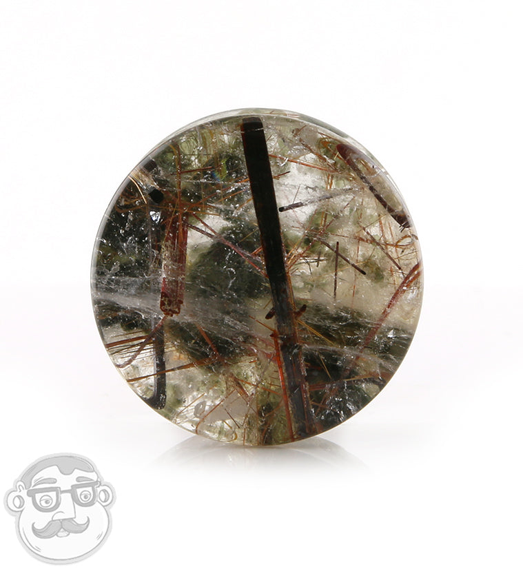 Rutilated Quartz Stone Plugs 1 Inch (25mm)