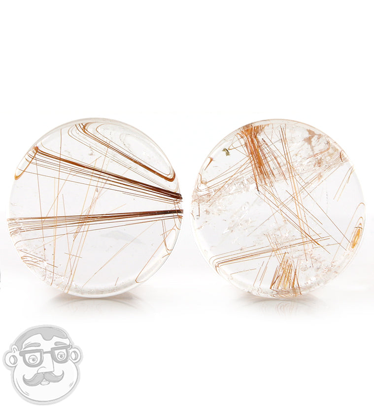 Rutilated Quartz Stone Plugs 1 Inch (25mm)