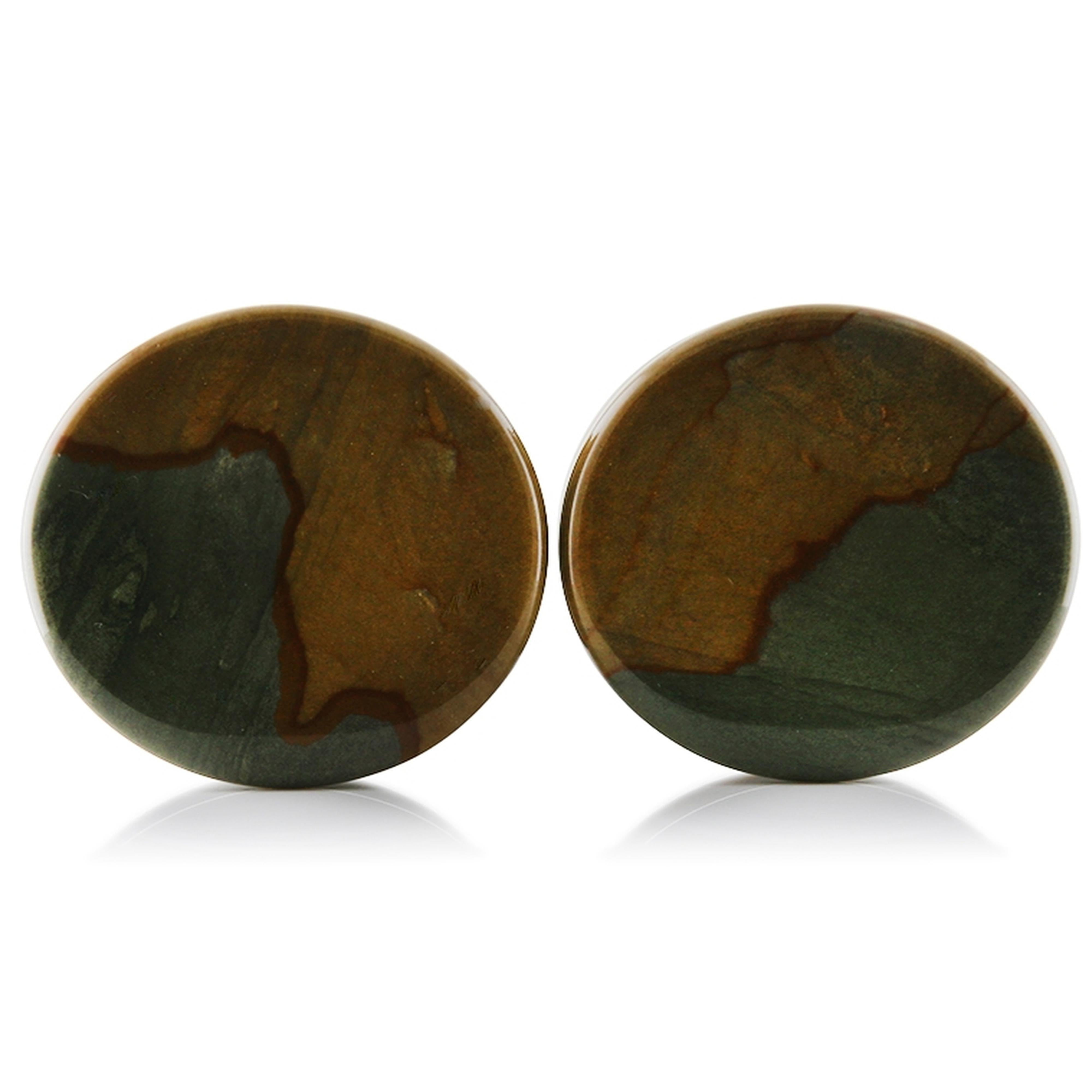 Cripple Creek Picture Jasper Stone Plugs 1 Inch (25mm) Version 1