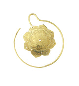 12G Ornate Flower Brass Ear Weights