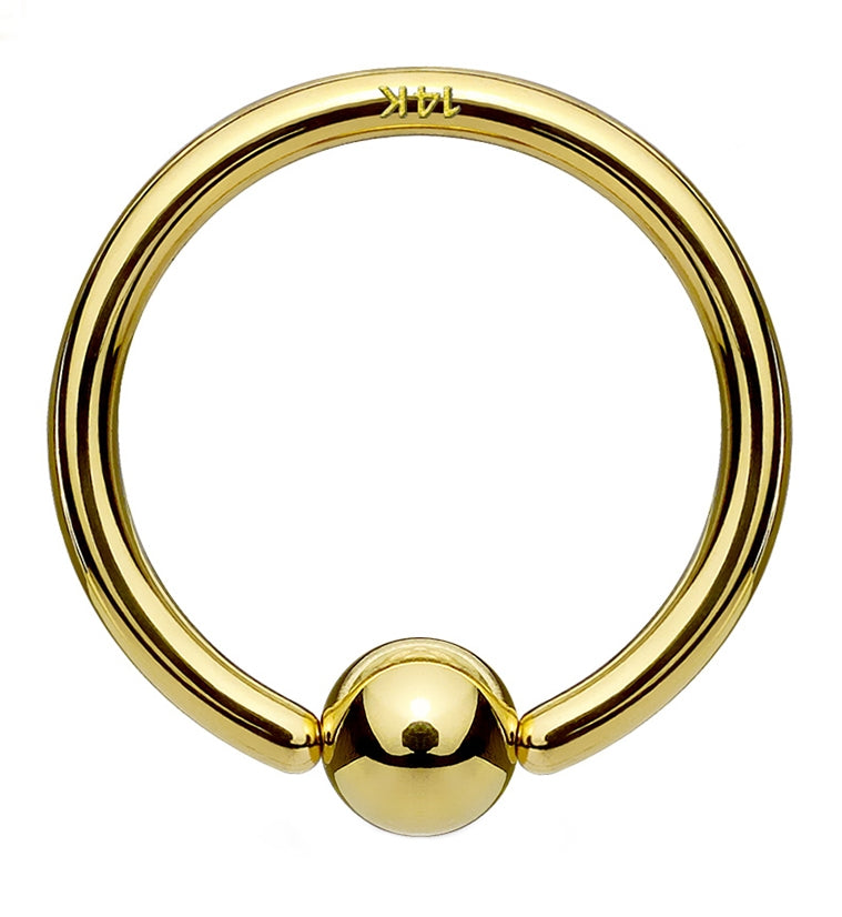 14kt Gold Fixed Ball Captive Bead Ring