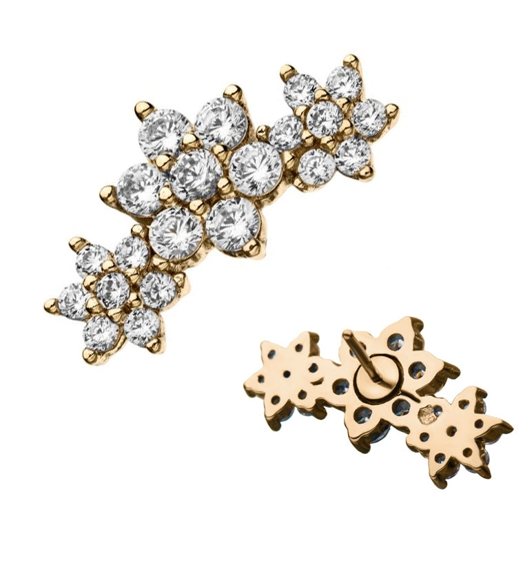 Triple Flower CZ Threadless Top