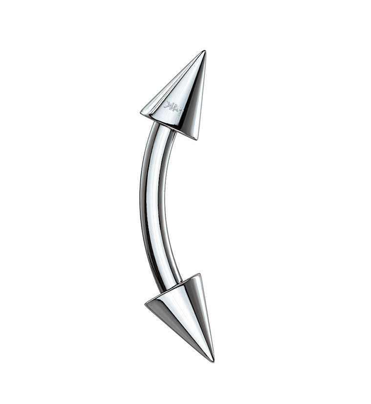 Spiked 14Kt White Gold Curved Barbell