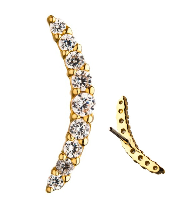 14kt Gold Curved Prong Set CZ Threadless Top