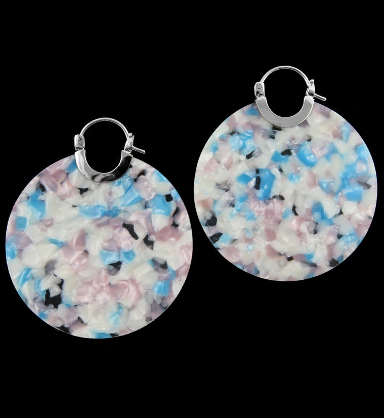 14G Pink & Blue Fructose Acetate Disk Earrings