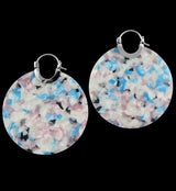 14G Pink & Blue Fructose Acetate Disk Earrings