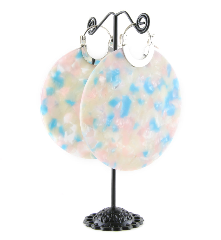14G Pink & Blue Fructose Acetate Disk Earrings