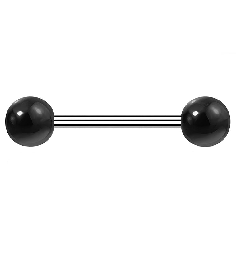 14G Double Black Agate Stone Stainless Steel Barbell