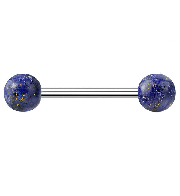 14G Double Sodalite Blue Stone Stainless Steel Barbell