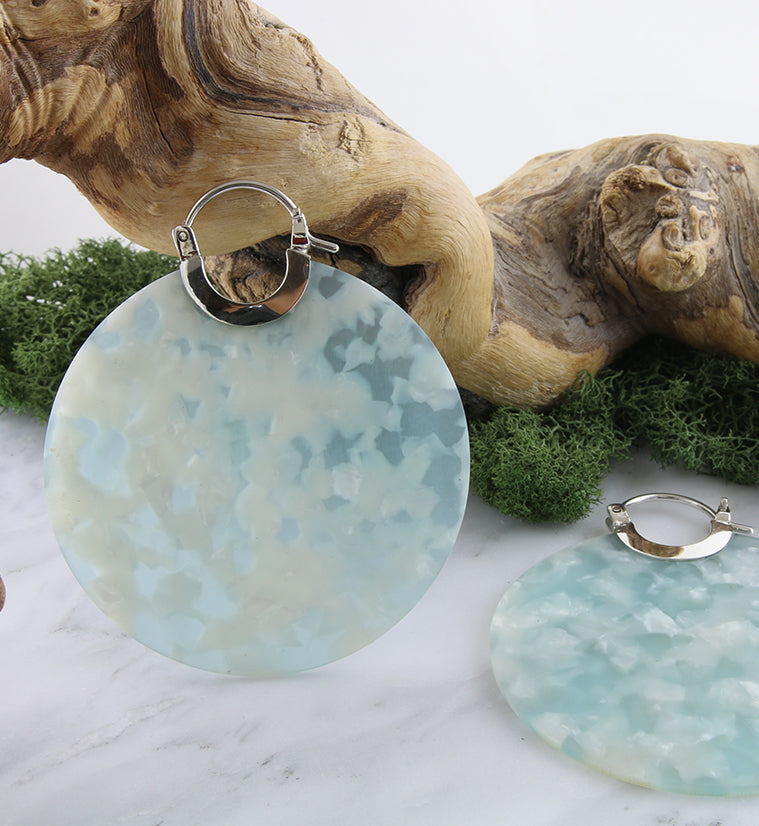 14G Green Fructose Acetate Disk Earrings