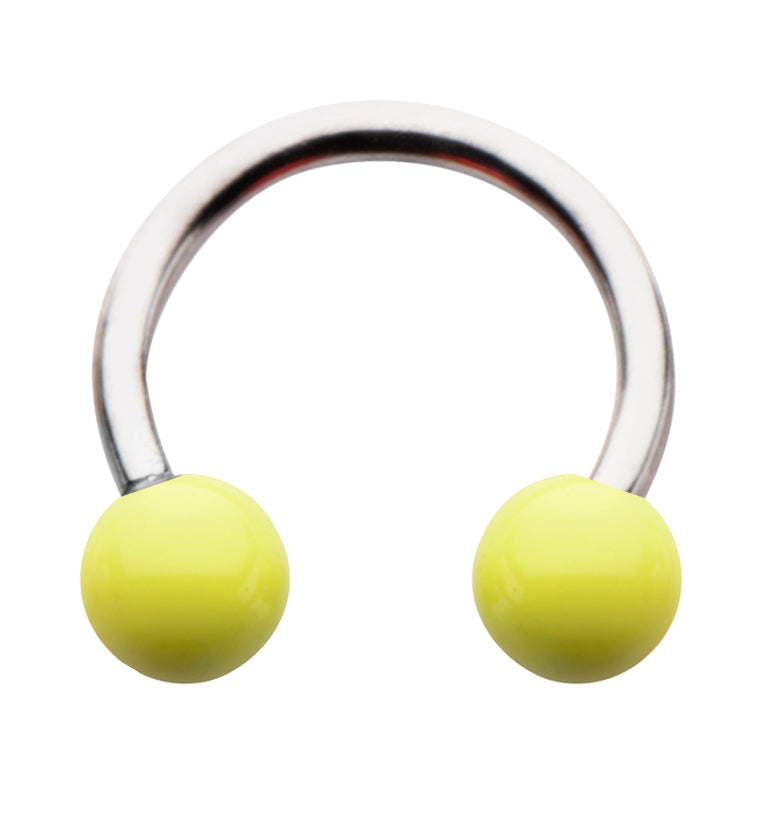 14G Stainless Steel Circular Barbell with Yellow Ceramic Balls
