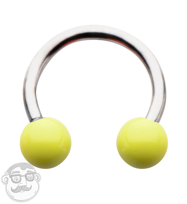 14G Stainless Steel Circular Barbell with Yellow Ceramic Balls