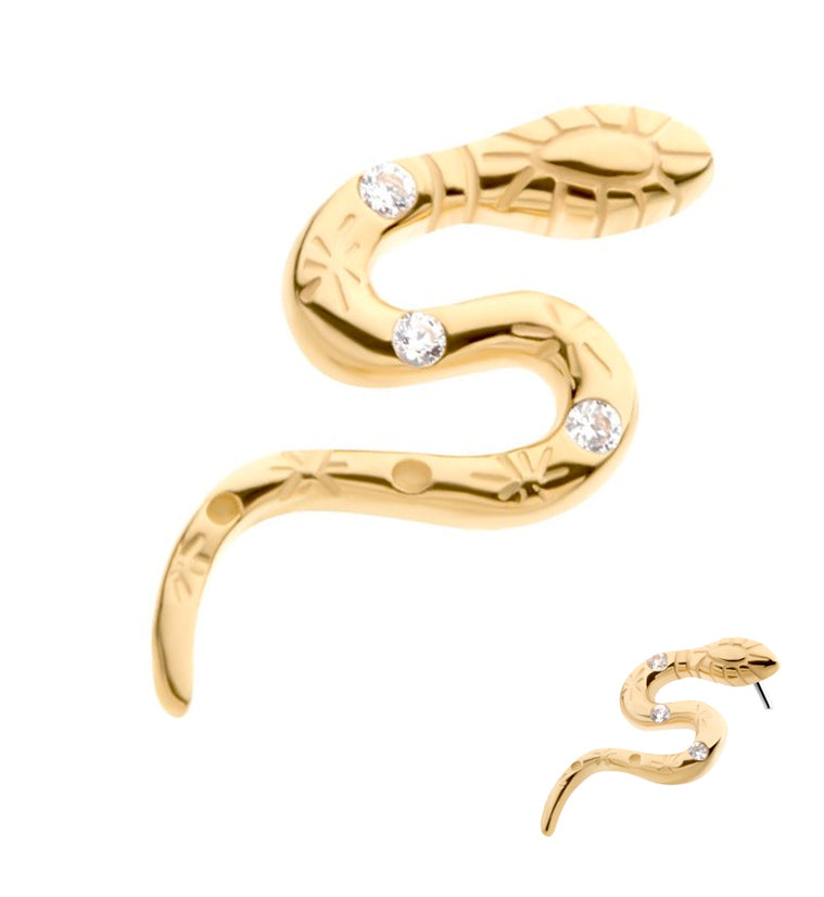 14kt Gold Adorned Snake CZ Threadless Top
