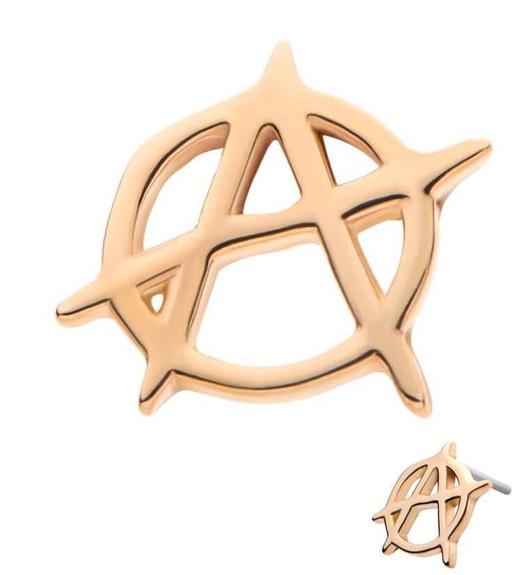 14kt Gold Anarchy Symbol Threadless Top