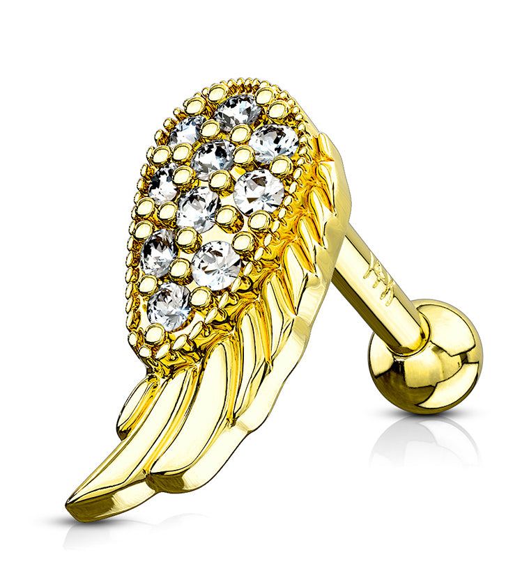 16G Angel Wing 14kt Gold Cartilage Barbell