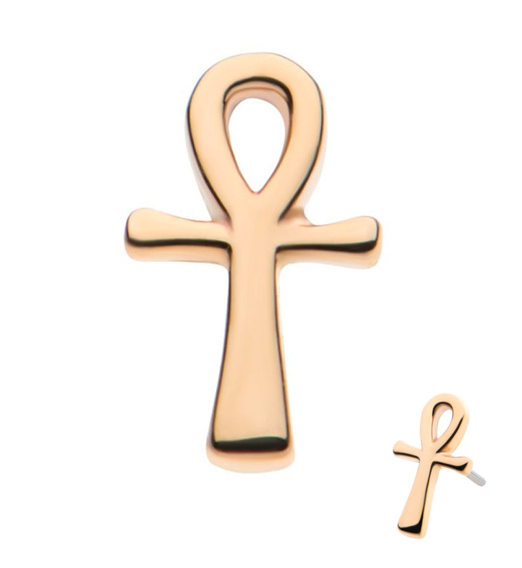 14kt Gold Ankh Cross Threadless Top