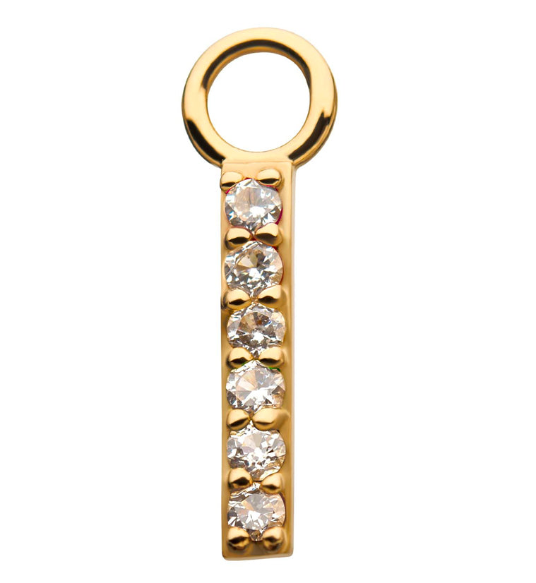 14kt Gold Bar Clear CZ Charm