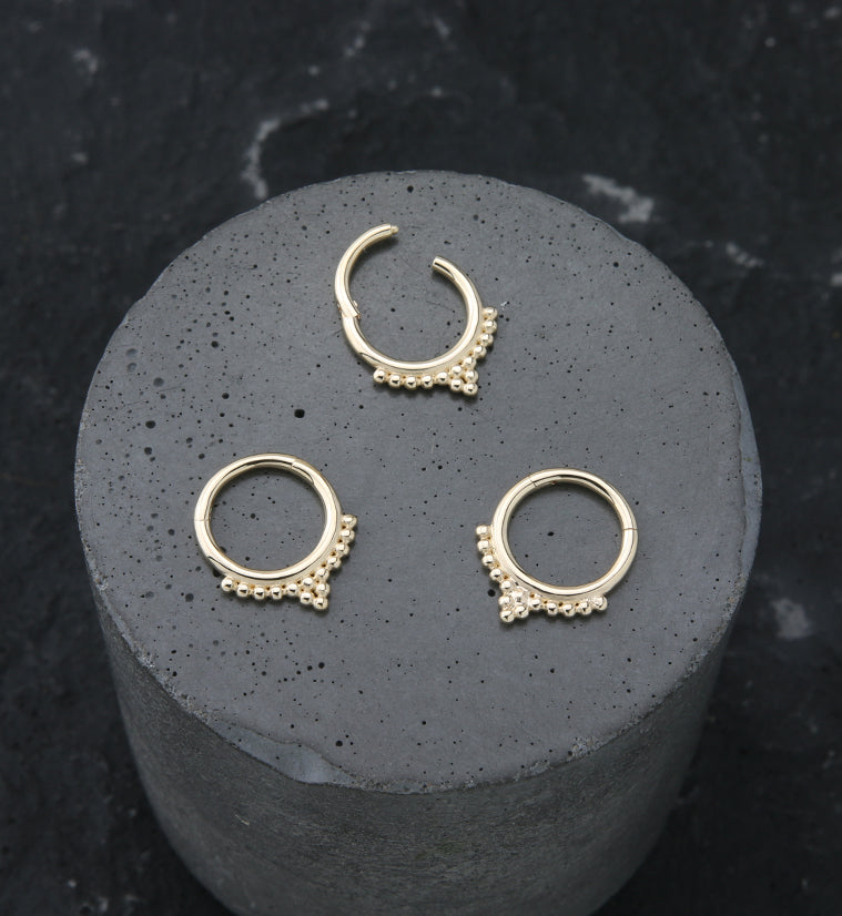 14kt Gold Beaded Hinged Segment Ring