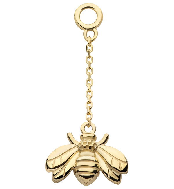 14kt Gold Bee Dangle Chain Charm