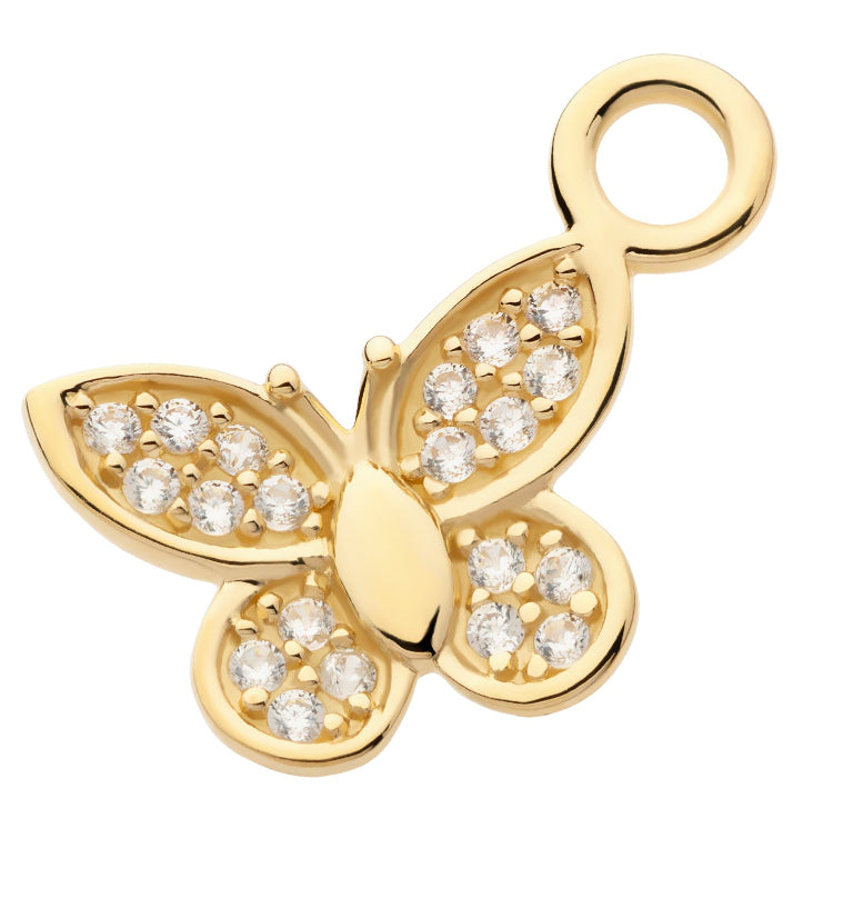 14kt Gold Butterfly CZ Charm
