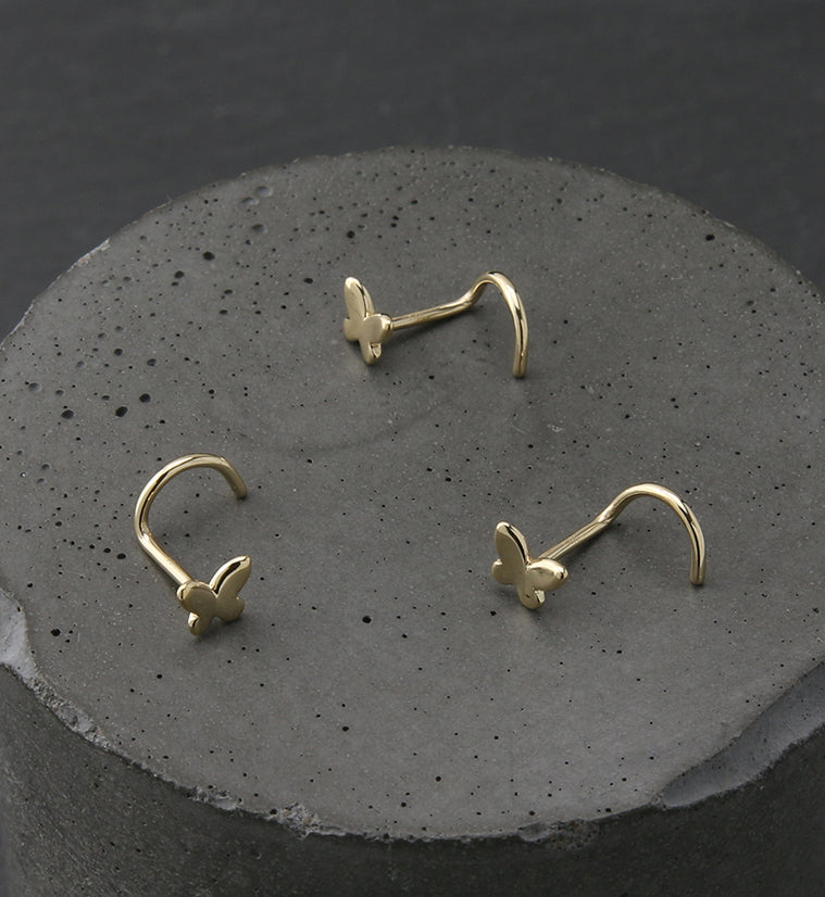 14kt Gold Butterfly Nose Screw
