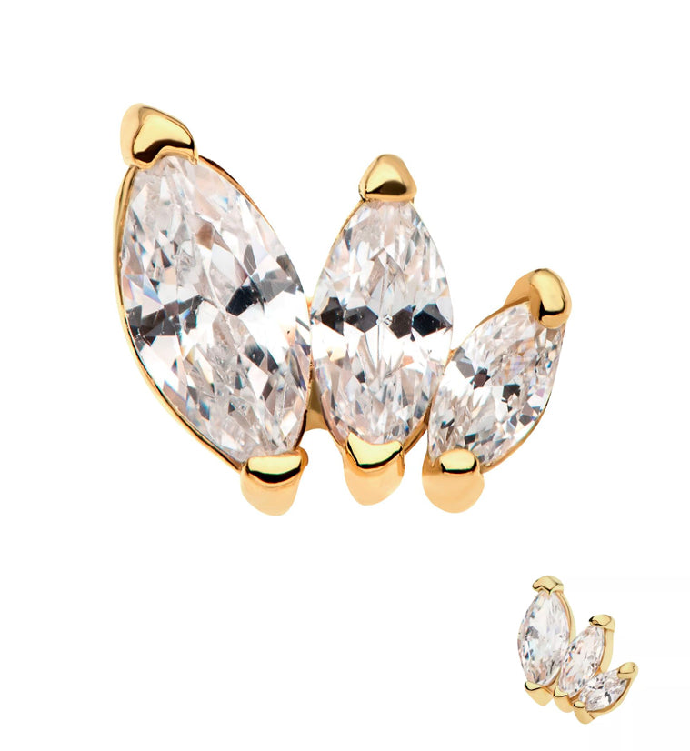 14kt Gold Cascade CZ Threadless Top