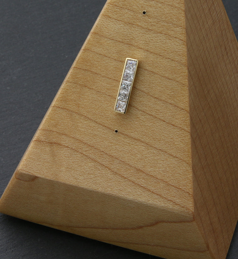 14kt Gold Cinque CZ Bar Threadless Top