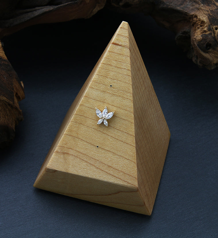 14kt Gold Cinque Flower CZ Threadless Top