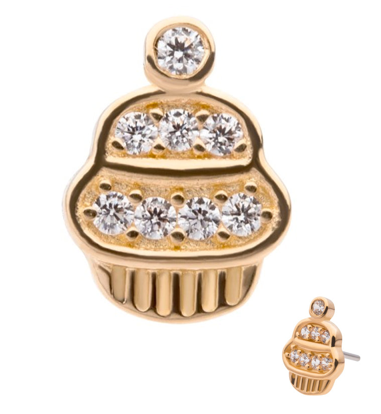 14kt Gold Cupcake Gem Threadless Top