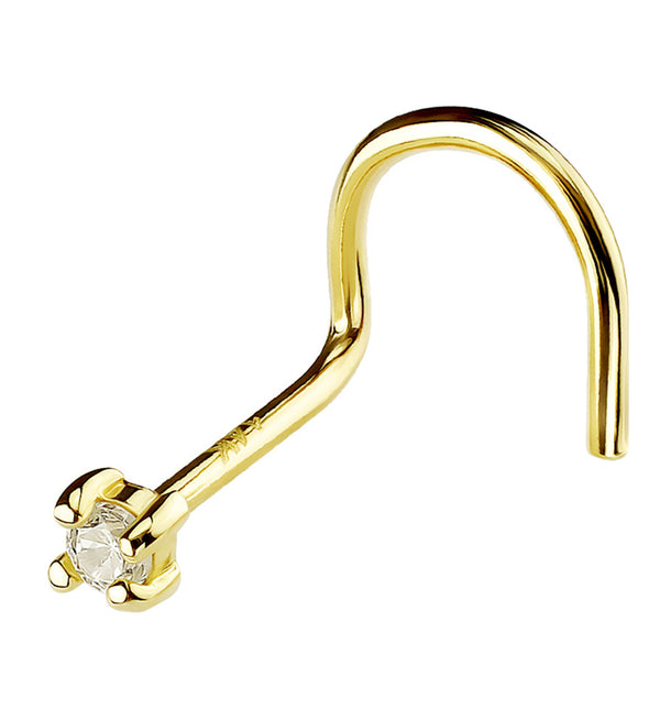 14kt Gold Clear CZ Nose Screw