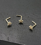 14kt Gold Daisy Pink CZ L Bend Nose Ring