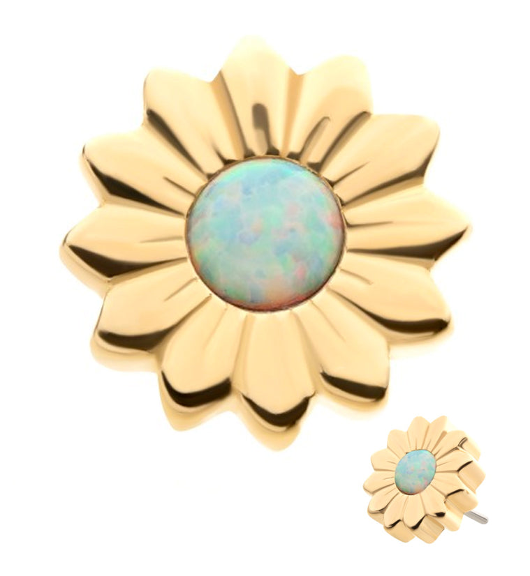 14kt Gold Daisy White Opalite Threadless Top