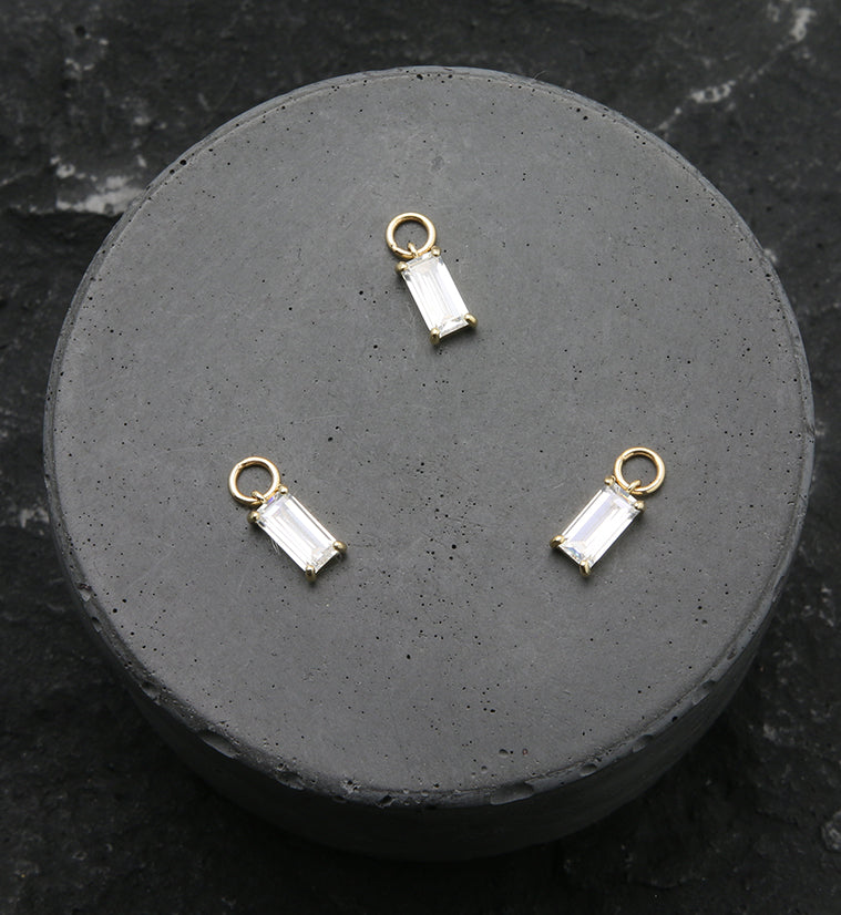 14kt Gold Dangle Baguette CZ Charm