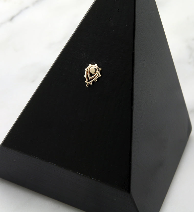 14kt Gold Double Beaded Teardrop Threadless Top