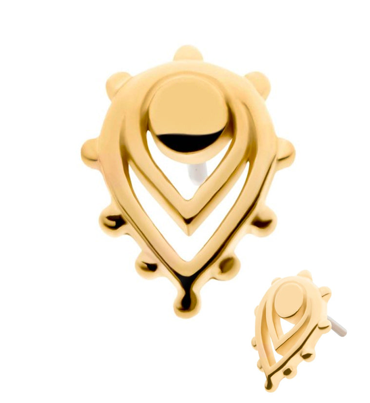 14kt Gold Double Beaded Teardrop Threadless Top