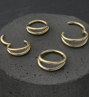 14kt Gold Double Row Hinged Segment Ring