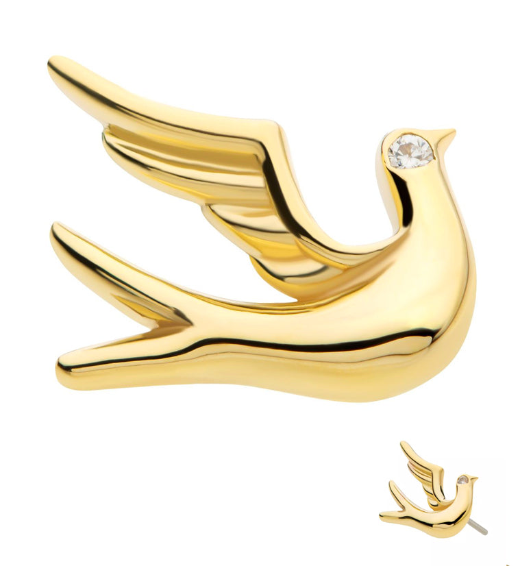 14kt Gold Dove CZ Threadless Top
