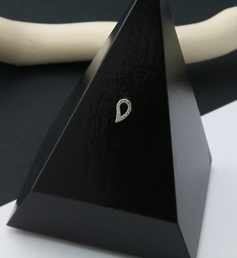 14kt Gold Droplet CZ Threadless Top